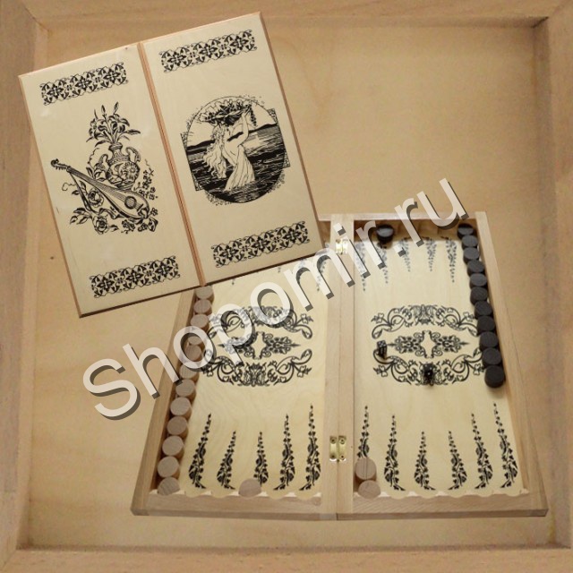 Нарды шелкография "Малые-белые"