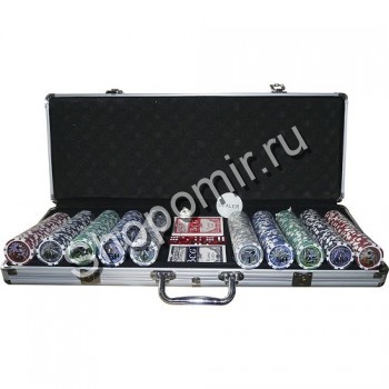 Набор для покера в металлическом кейсе на 500 фишек