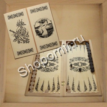 Нарды шелкография "Малые-белые"